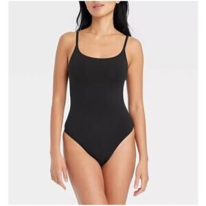 Auden Women's Black Lightly Lined One Piece Bodysuit Size XL